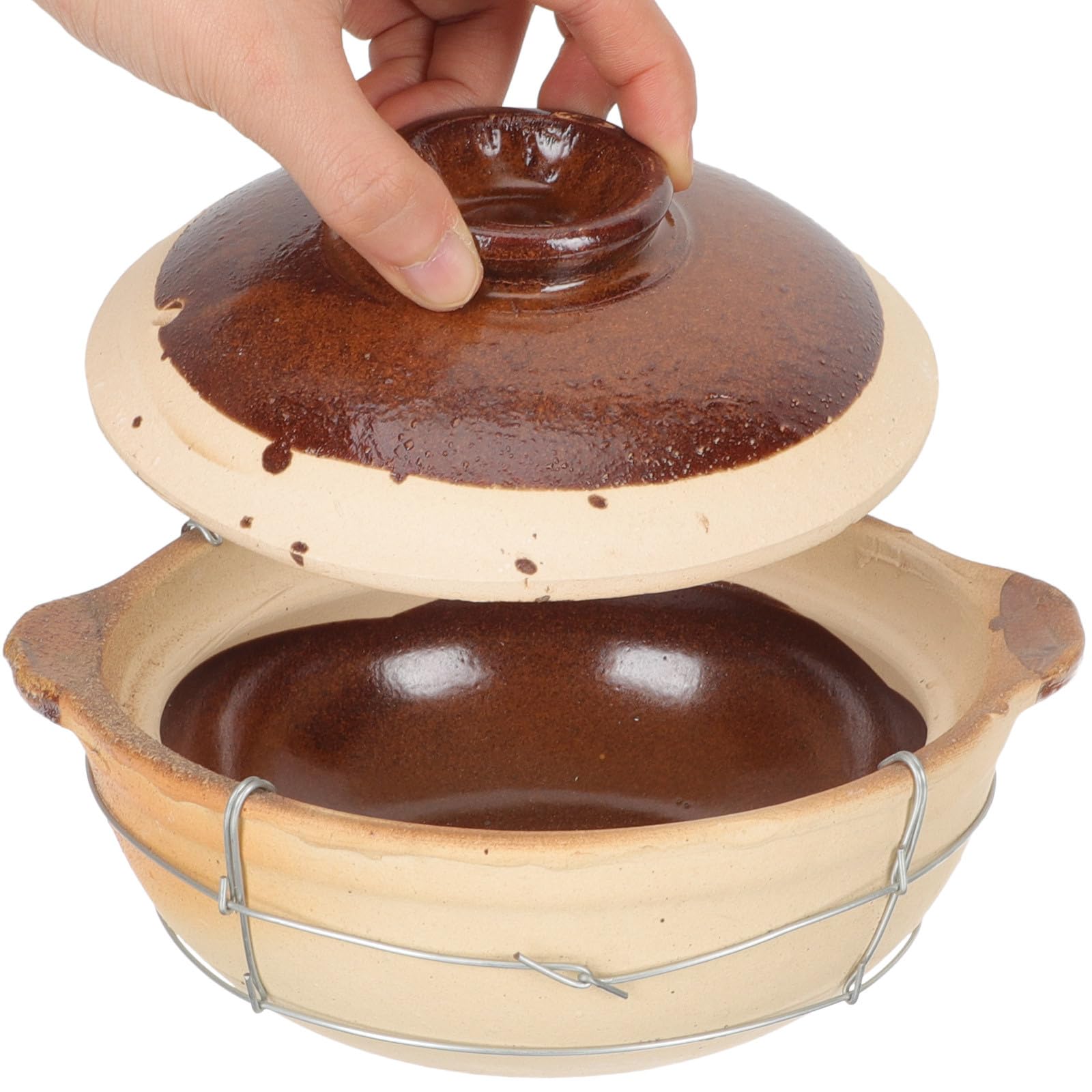 Cazuela de Barro para Cocina Doméstica 0,5l con Asa Individual de Arcilla Natural Clara, Olla para Guisar y Estofar, Apta para Arroz y Guisos Caseros Estilo Varios estilos