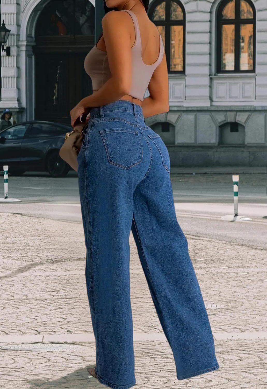 Women's Wide Leg Jeans Trendy High Waist Stretchy Baggy Loose Casual Denim Pants with Pockets - Image 7