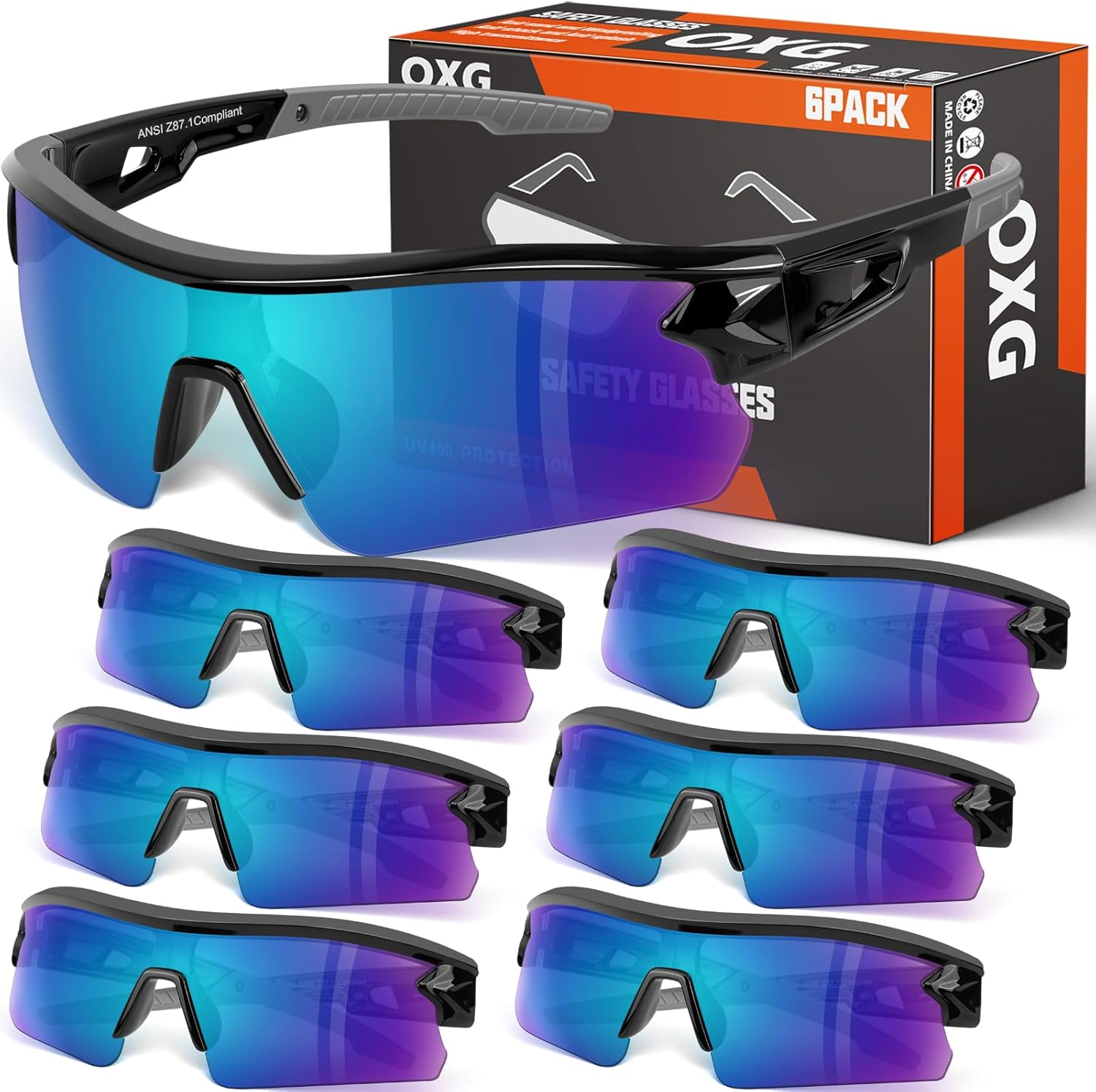 OXG 6 Pack Safety Glasses for Men...