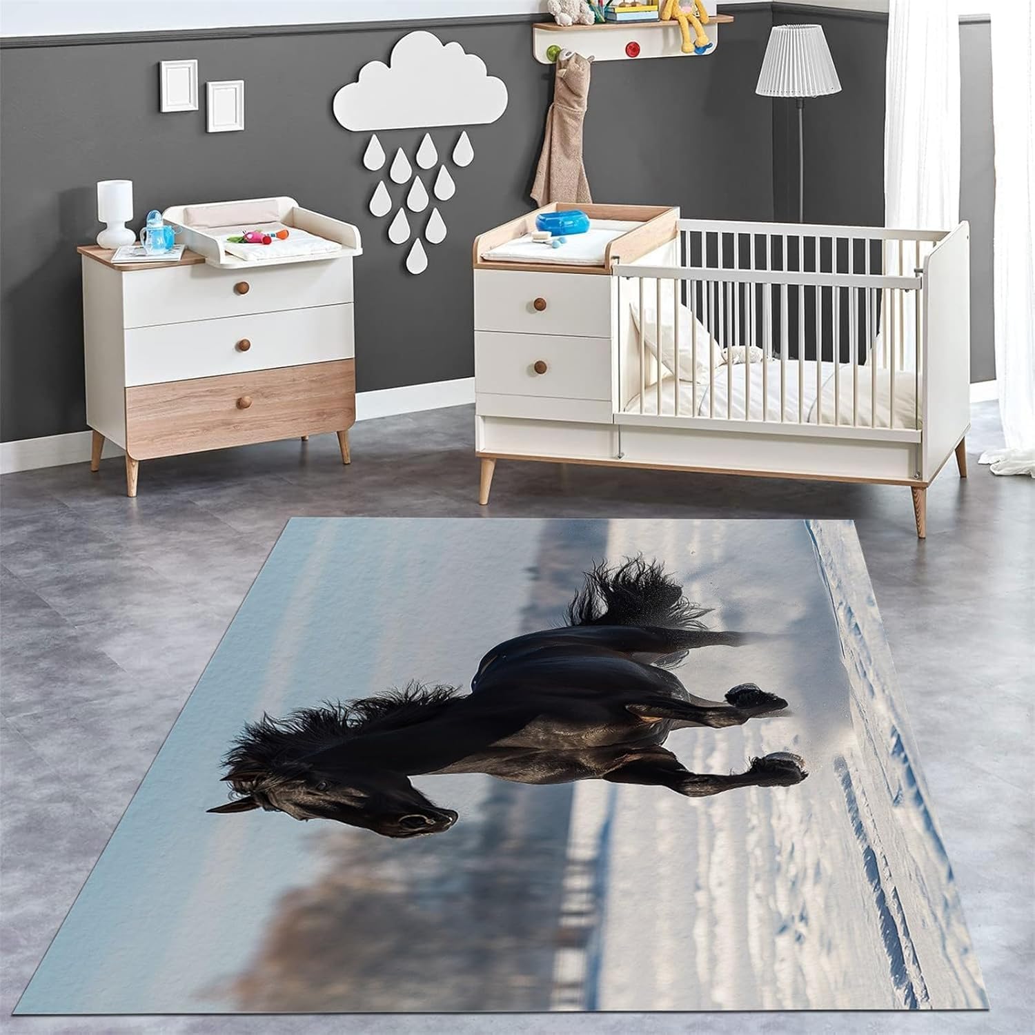 Tapis de salon motif cheval 3D pour transformer votre bureau et vos couloirs