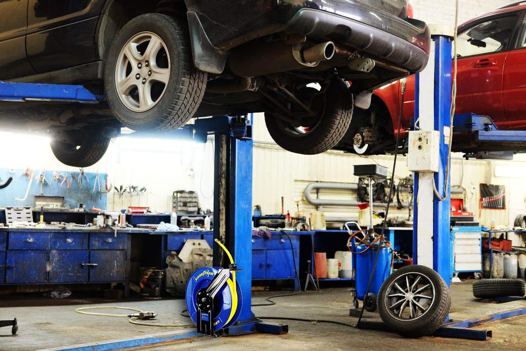 🔥 Goodyear Air Hose Reel Retractable 1/2 Inch x 65' Foot SBR Rubber Hose Max 300PSI Heavy Duty Industrial Steel Single Arm Construction