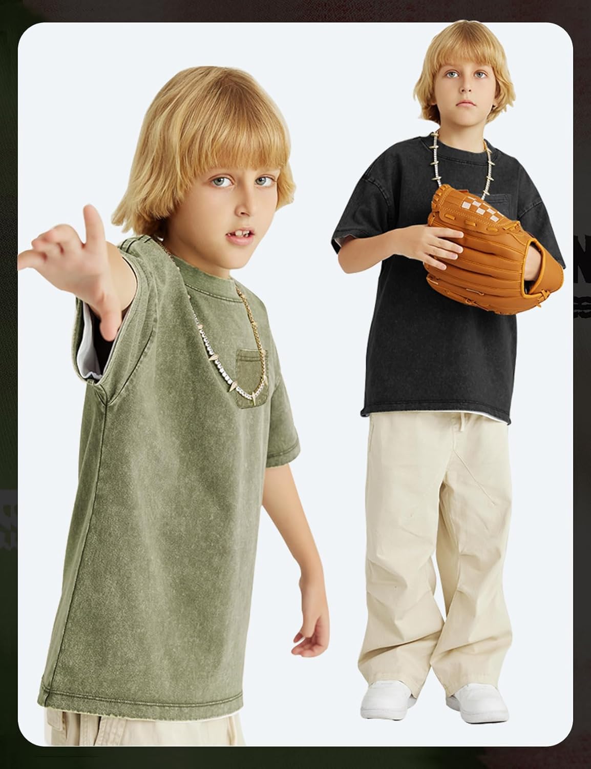 Arssm 3 Pack Boys Tshirts Kids Oversized T Shirts Cotton Acid Wash Crewneck Summer Basic Tees - Image 6