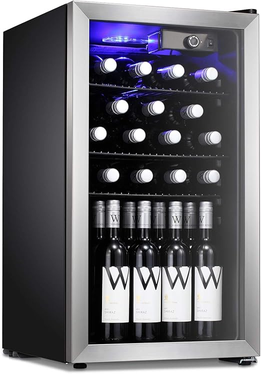 Antarctic Star 26 Bottle Wine Cooler Cabinet Beverage Refigerator Mini Fridge Small Wine Cellar Soda Beer Counter Top Bar Quiet Operation Compressor Freestanding Clear Glass Door For Office Dorm Amazon Ca Home