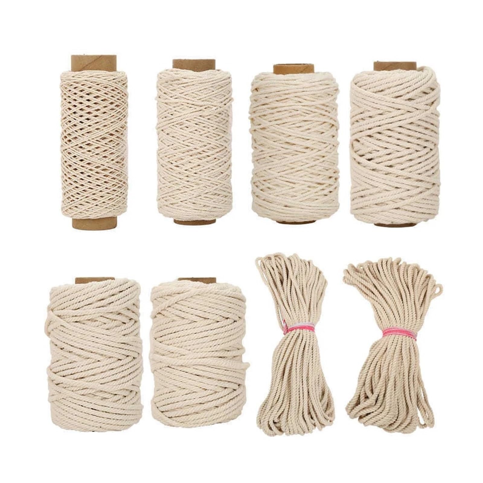 Cotton Cord, 16 Pcs Braided Macrame Cord, Cotton Jute Rope 1-10mm, White And, Round(White 10mm 2meters)