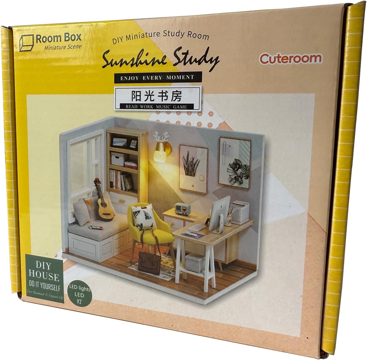 CUTEROOM QT Series Miniature Study Room Dollhouse Kit packaging box