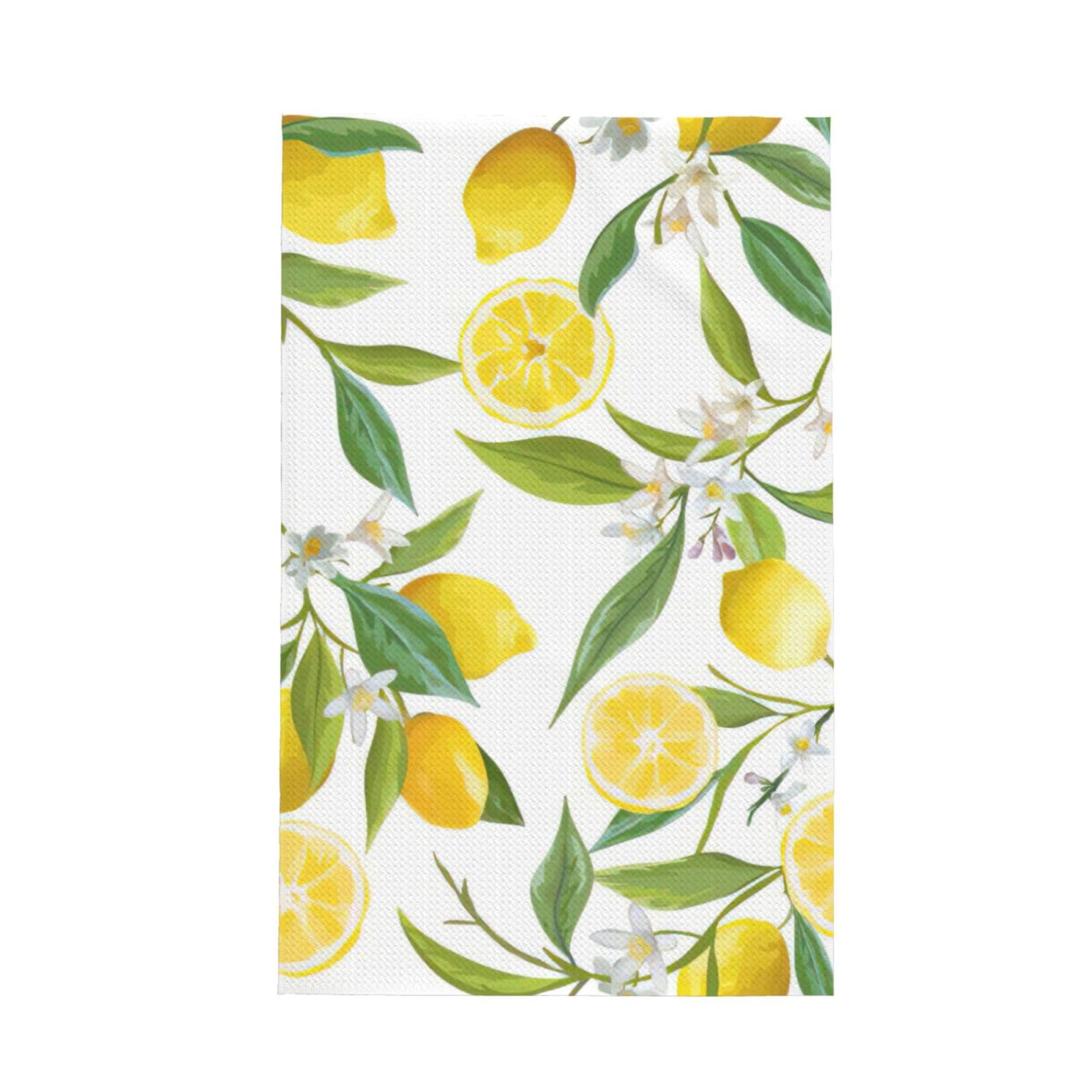 CKGODGF Fresh Tropical Lemons Print Absorbent Waffle Dishcloths,Kitchen Towels With Hanging Loops,Tea Towels.