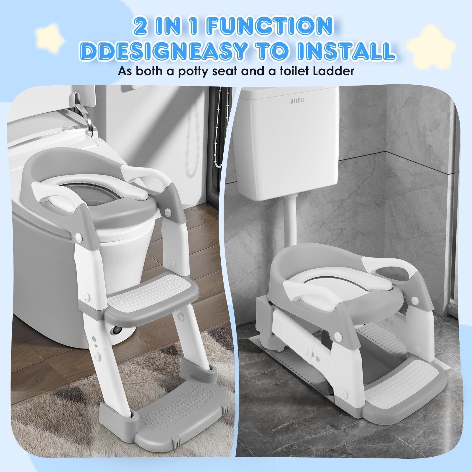 Sedile WC 2 in 1 per bambini con scale, WC aggiornato, per ragazzi e ragazze, con scale con orinatoio e paraspruzzi, regolabile in altezza, pieghevole, per bambini dai 1 ai 7 anni in su