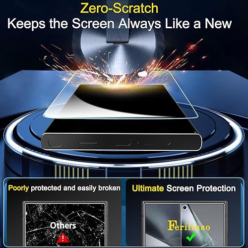 Miniatura 4 de Ferilinso Paquete de 4 protectores de pantalla para Samsung Galaxy S24 Ultra con 4 protectores de lente de cámara de vidrio templado para fundas de