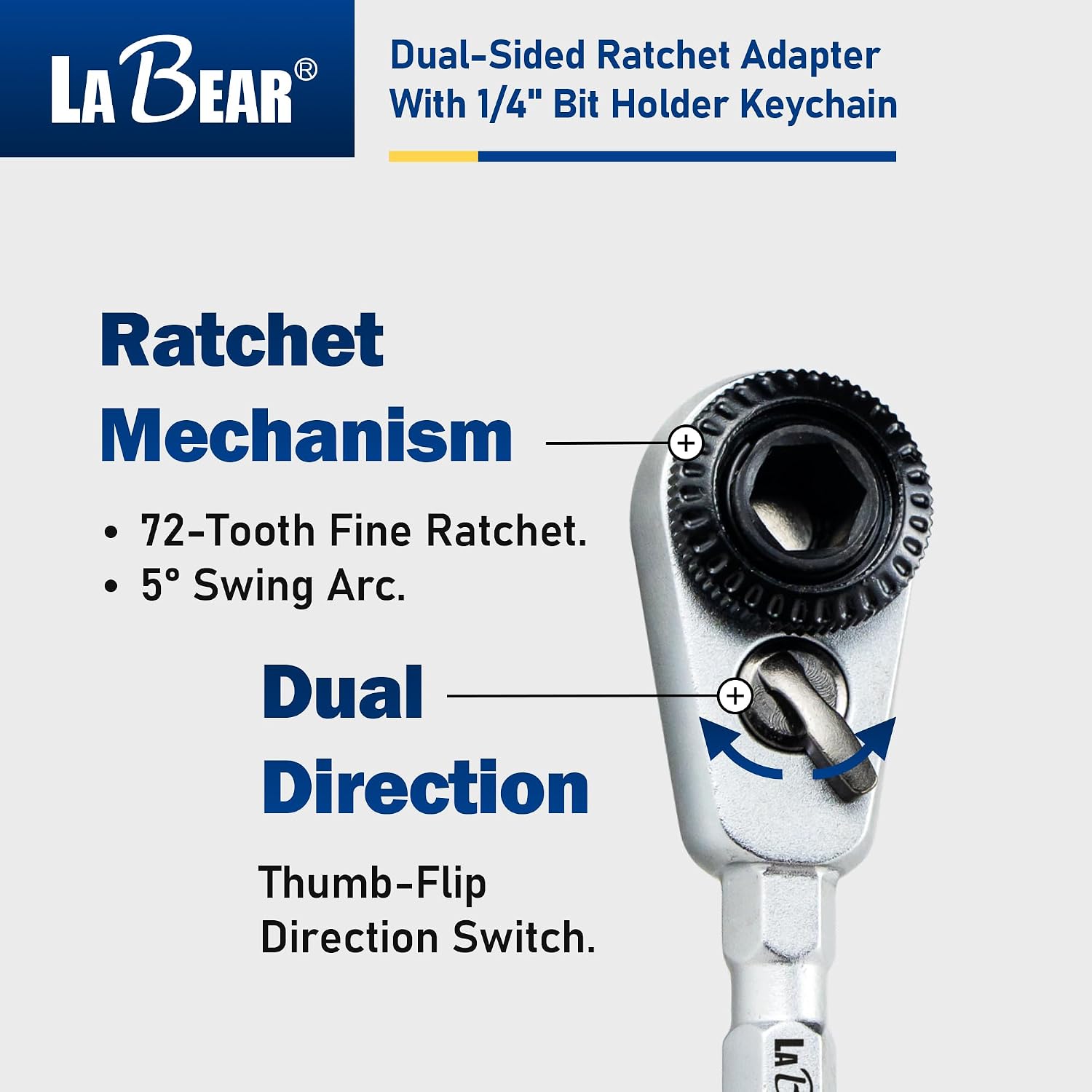LABEAR Dual-Sided Mini Ratchet Adapter (With Bit Holder)