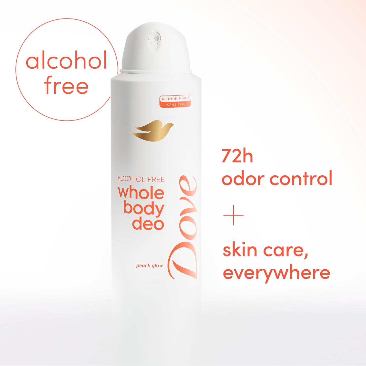 Dove Whole Body Deo Alcohol Free Deodorant Spray for Women 72-hour odor control Peach Glow 4 oz - Image 3