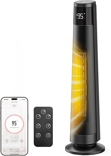 Calentadores inteligentes de cerámica PTC de 1500 W para uso en interiores, calentador portátil con control remoto y aplicación para habitaciones