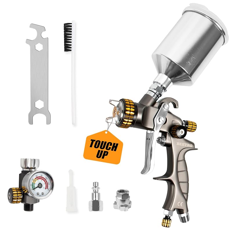 Pistola de Pintura HVLP para Retoques BEETRO com Bico de Aço Inoxidável de 1,0 mm e Copo de 150 mL TC0555