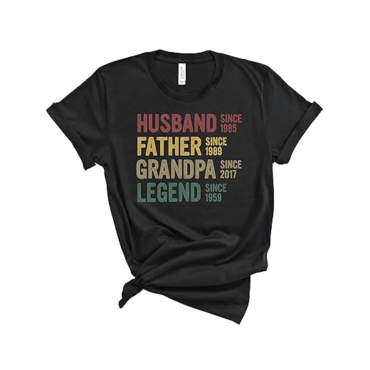 Personalized Date Husband Father Grandpa Legend Shirt, Creative Fathers Day Gift T-Shirt, Customized Parent Husband Since T-shirt, Gift for Dad, Cute Graphic Shirt Gift for Father