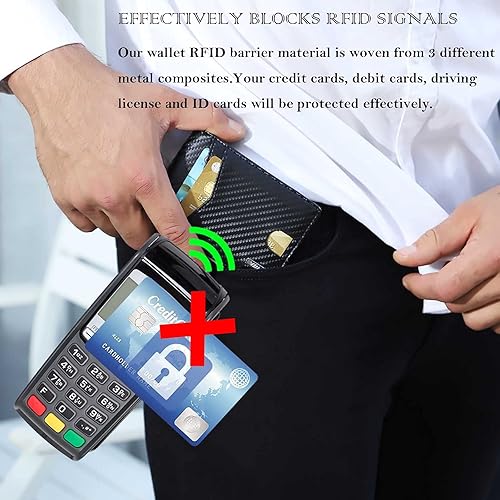 Miniatura 5 de Cartera minimalista para hombre bolsillo frontal delgado tarjetero de bloqueo RFID con clip para dinero y protección de cartera RFID carteras