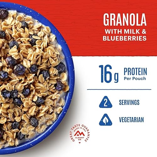 Miniatura 3 de Mountain House Granola con leche y arándanos liofilizados para mochileros y campamentos, paquete de 6