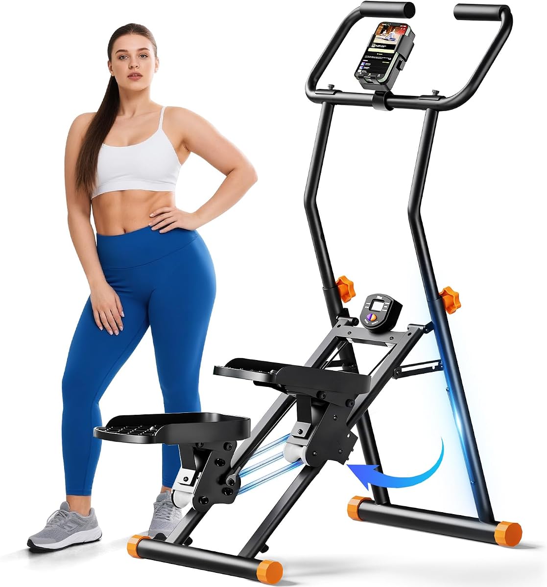 Escalador de escalera para gimnasio en casa, escalador vertical de 350 libras con pantalla LCD, pedales antideslizantes y escalador de ejercicio cardiovascular plegable compacto de capacidad de 350 libras