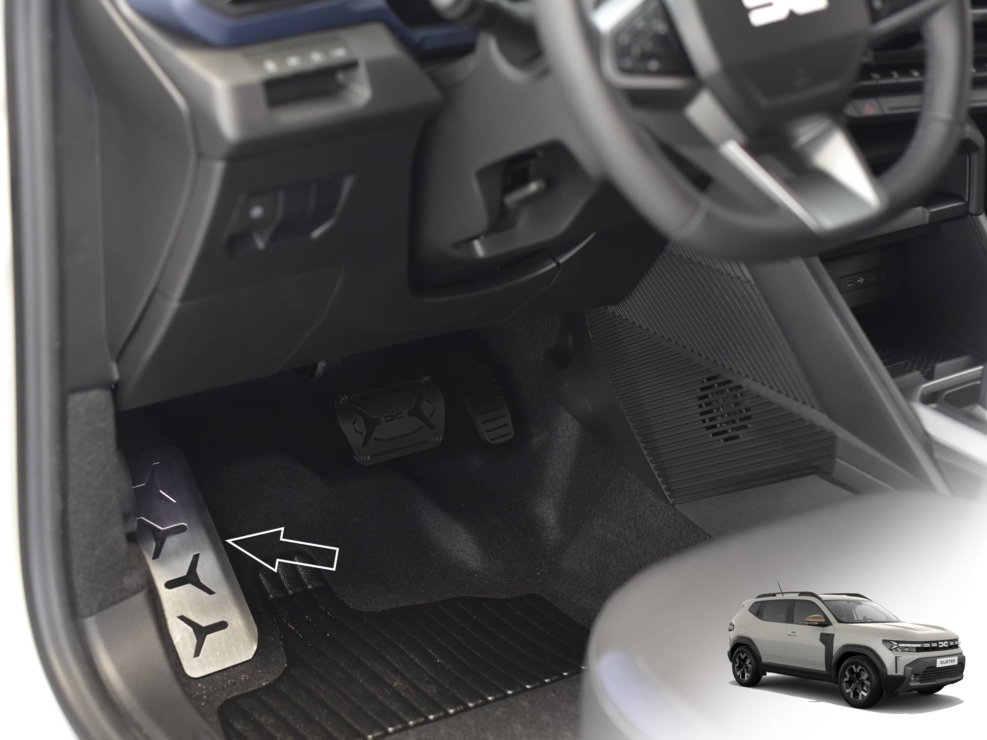 Repose-pied en acier pour 2024+ Dacia.Duster III 3 (P1310) | Inserts noirs | 1 pièce Inox Essential Expression Journey Extreme DUSTER Accessoires Tuning