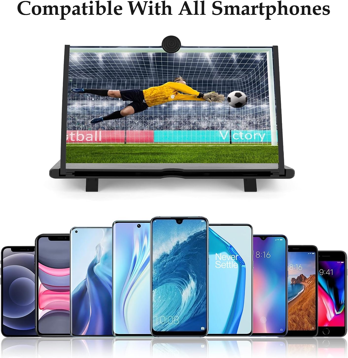 Agrandisseur ecran Telephone,14 Pouces Loupe Telephone Portable, 3D HD Loupe pour Smartphone, pour Regarder des vidéos de Films,pour Tous Les Smartphones