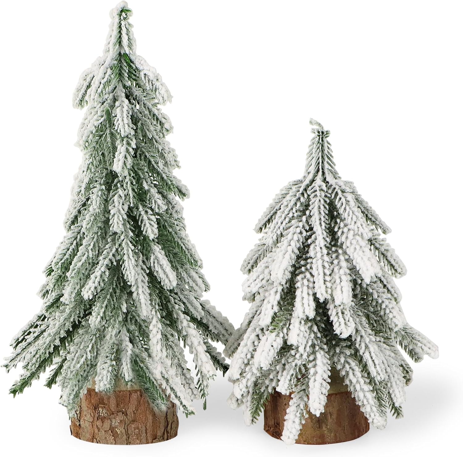 COLOFALLA 2pcs Small Christmas Tree 20/25cm Snowy Mini Christmas Tree