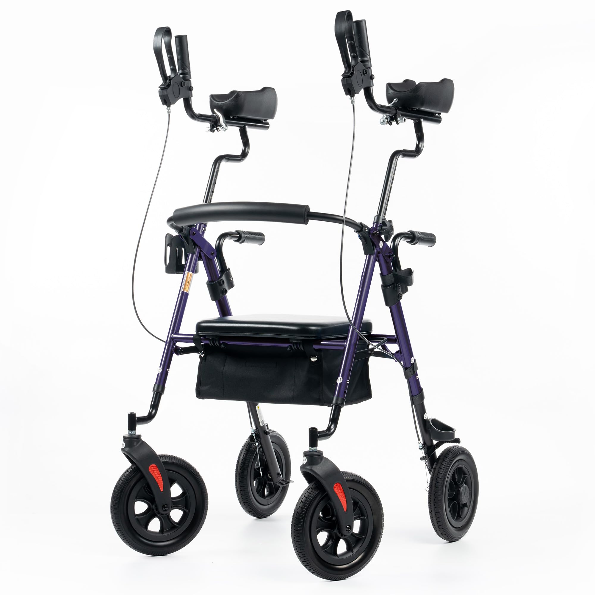 ELENKER All-Terrain Upright Rollator Walker, Stand Up Rolling Walker with 10’’Big PU Wheels and Adjustable Padded Armrests for Seniors from 4’8”to 6'4”, PurpleThe Forest Stewardship Council