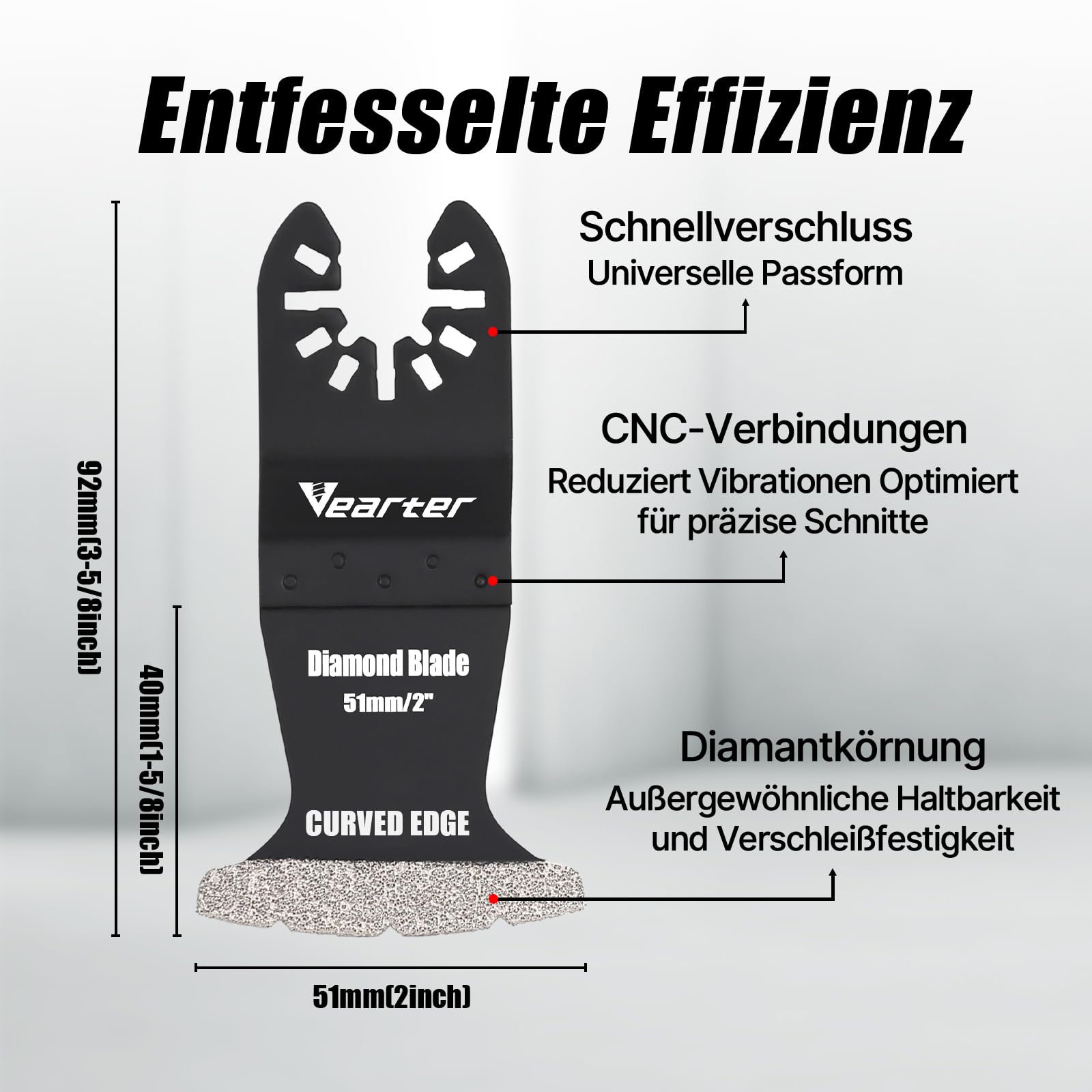 5 Stück Diamant Multifunktionswerkzeug mit Adapter, Multitool Sägeblätter Oszillationswerkzeug für Keramikfliesen, Hohlziegel, Zement, weiche Fliesen, Mauerwerk