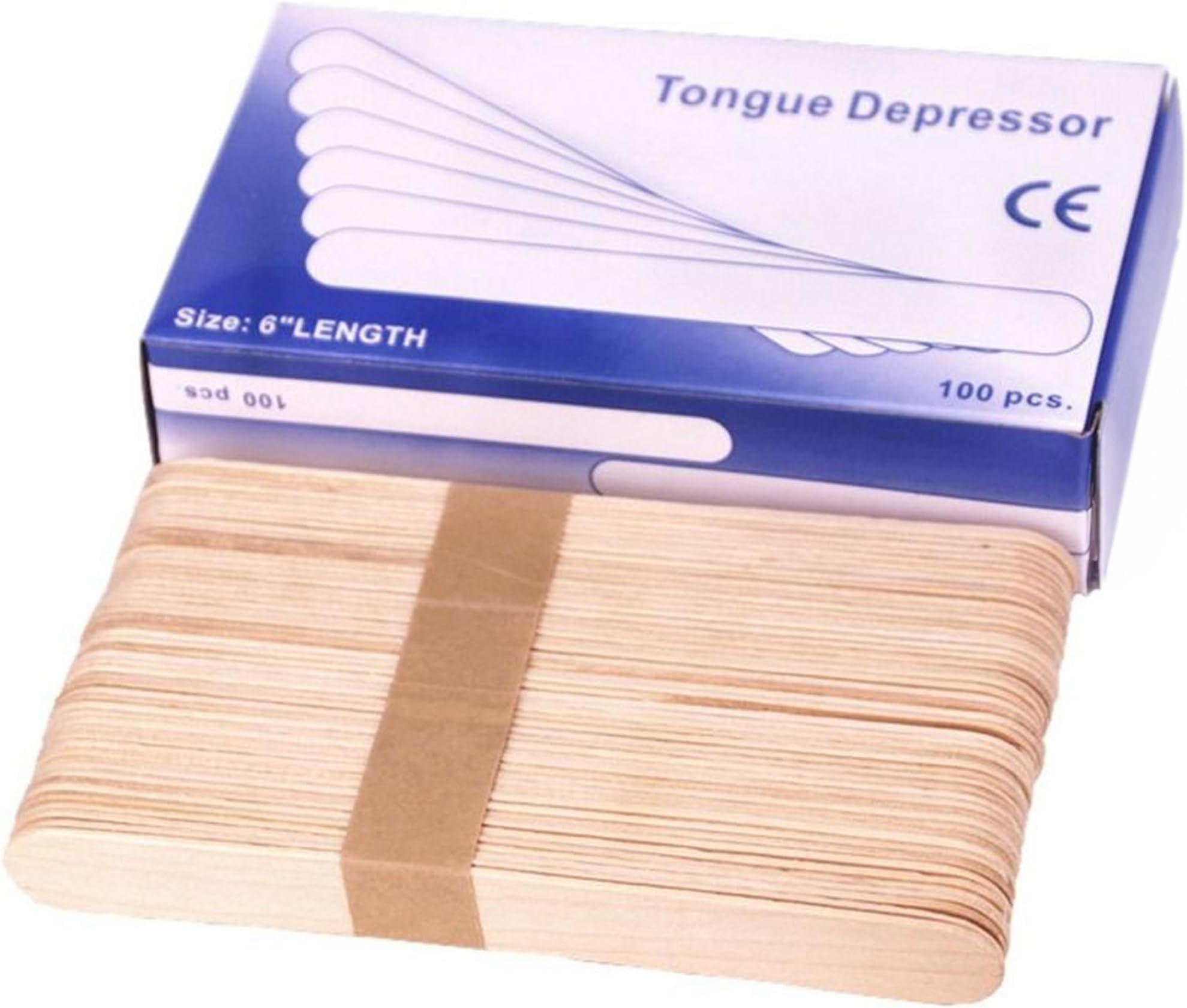 100 Pieces Wooden Waxing Sticks 6-Inc - Perfect for Hair Removal, Crafting, and More - 100% Natural Birch, Smooth & Durable