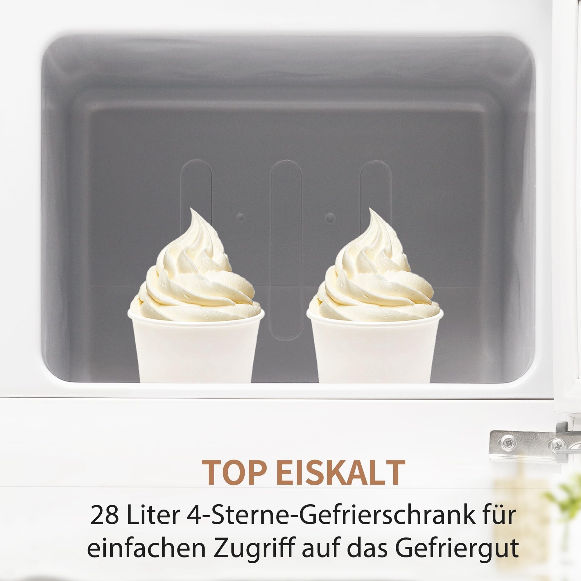 Retro-Kühlschrank, Kühl-Gefrier-Kombination, 92 Liter (mit 28 Liter Gefriervolumen), 116 kWh/Jahr, 105.5 cm hoch, Zweitürig, -27°C ~13°C, LED-Licht, Weiß