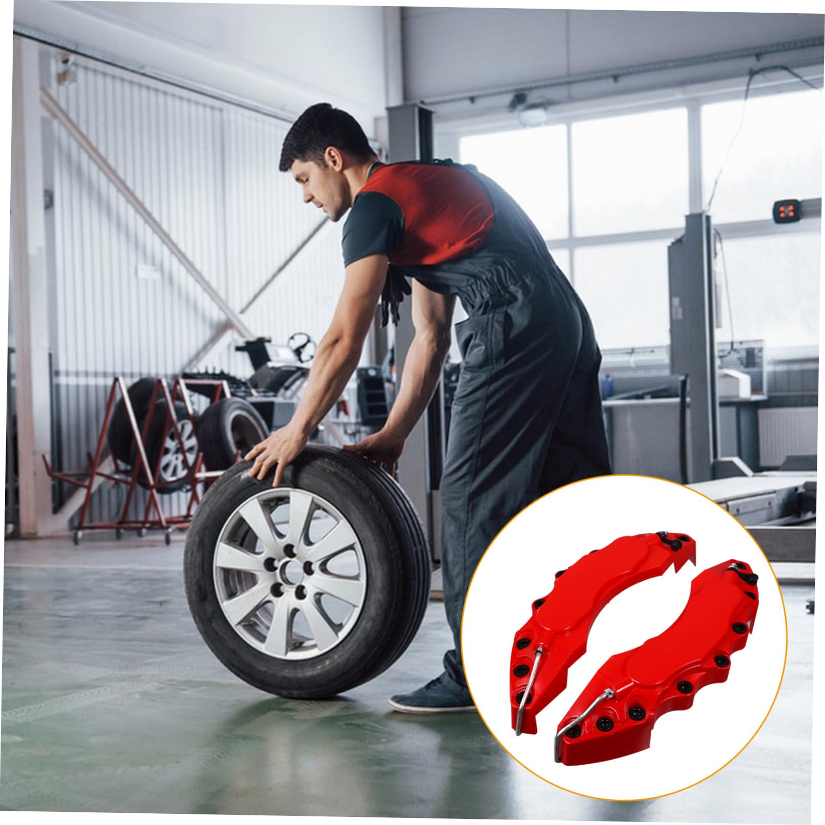 Copripinza Freno Auto Rosso in ABS, 1 Paio, Decorativo