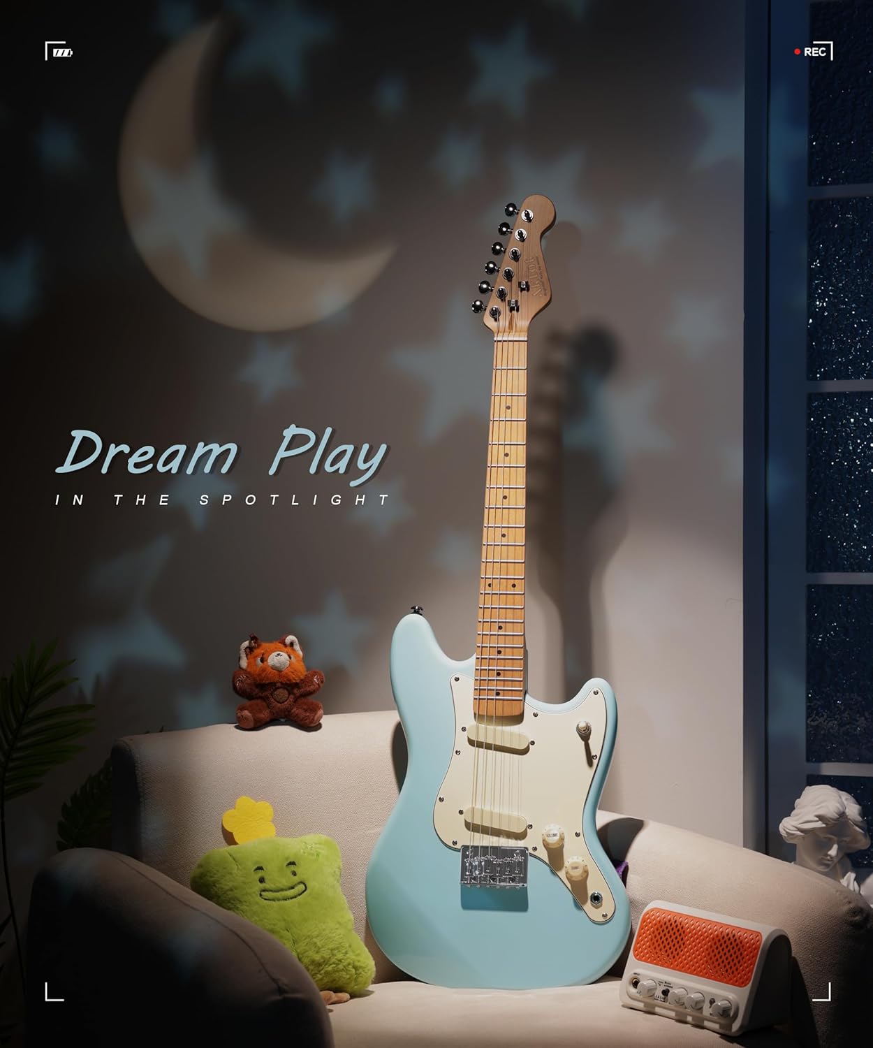 AKLOT 3/4 Kids Electric Guitar: 36in Mini Guitar Kit for Beginners, 1.5in Narrow Neck for Small Hands Easy to Play, ages 6-12, 10W Amp, Gig Bag, Strap, Cable, Picks & Lesson Book (FrostSky Blue)