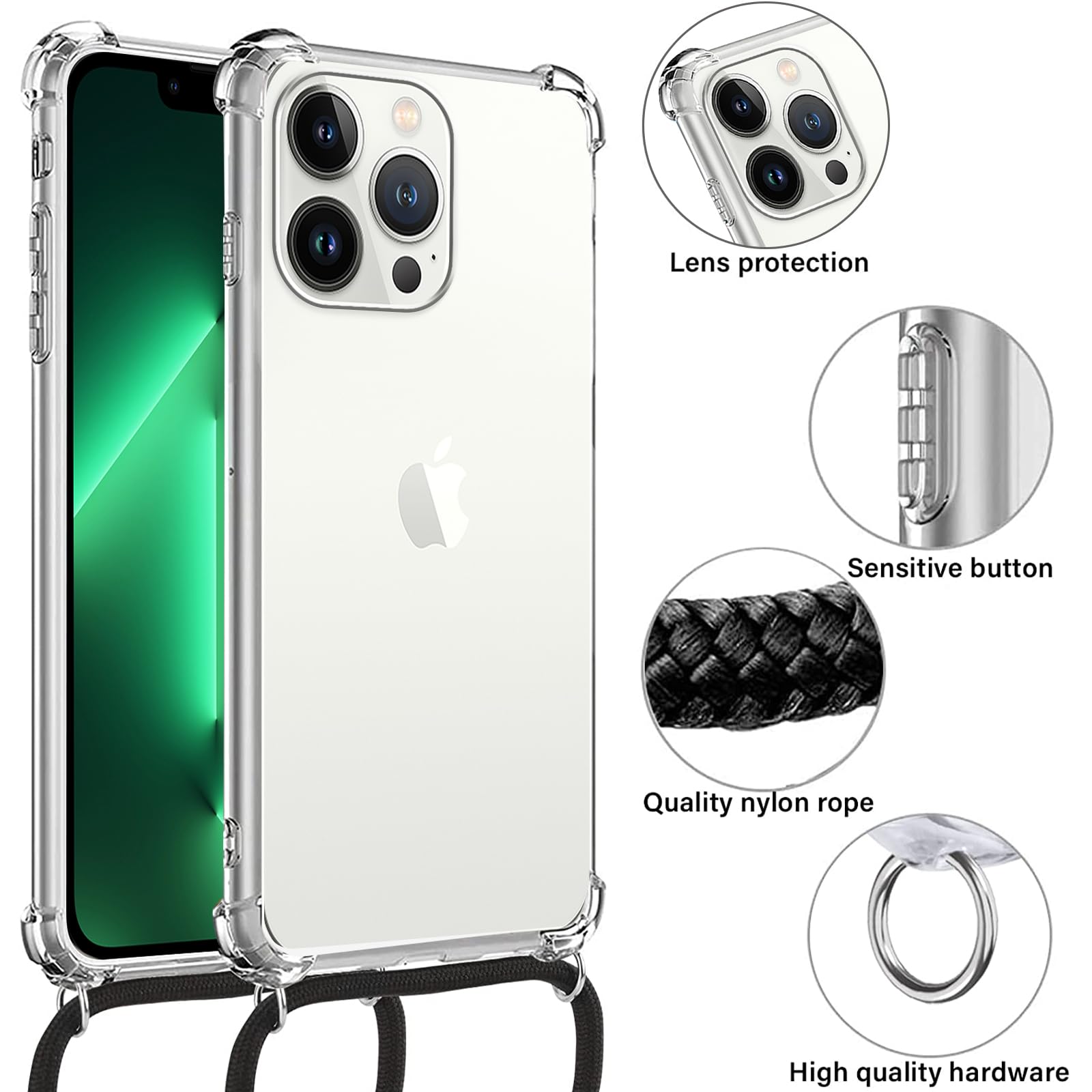 Vauki Cover per iPhone 11 con cordino di collare,Silicone trasparente TPU+PC Bumper Protection Custodia Lanyard con cinturino regolabile catena custodia per iPhone 11 Vauki Cover per iPhone 11 con cordino di collare,Silicone trasparente TPU+PC Bumper Protection Custodia Lanyard con cinturino regolabile catena custodia per iPhone 11