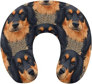 Premium Memory Foam Travel Pillow, Rottweilers Dog U-Shaped, Head Support U-Shape for Bus Airplane Restful Sleep, Washable Breathable Cover