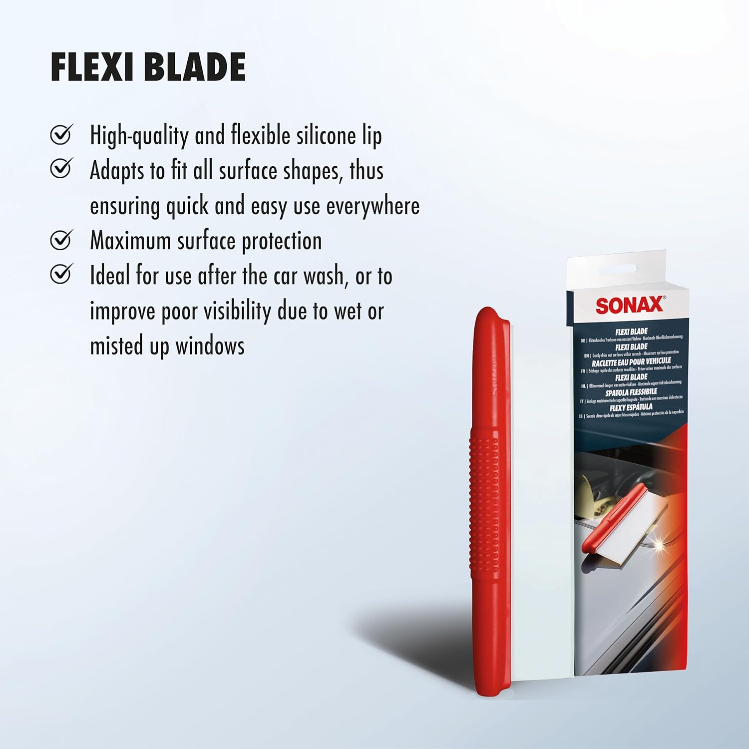 SONAX Flexiblade – Silicone Water Blade for Car Drying | Scratch-Free Paint & Glass Dryer | Flexible Edge