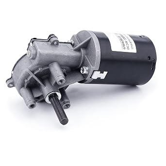 Fielect DC 24V 52RPM Reversible Worm Geared Motor High Torque Electric Gear Motor Turbine Worm Gear Box Reduction Motor, Left Shaft GW6280