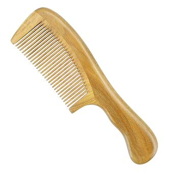 Onedor Handmade 100% Natural Green Sandalwood Hair Combs - Anti-Static Sandalwood Scent Natural Hair Detangler Wooden Comb Fine Tooth