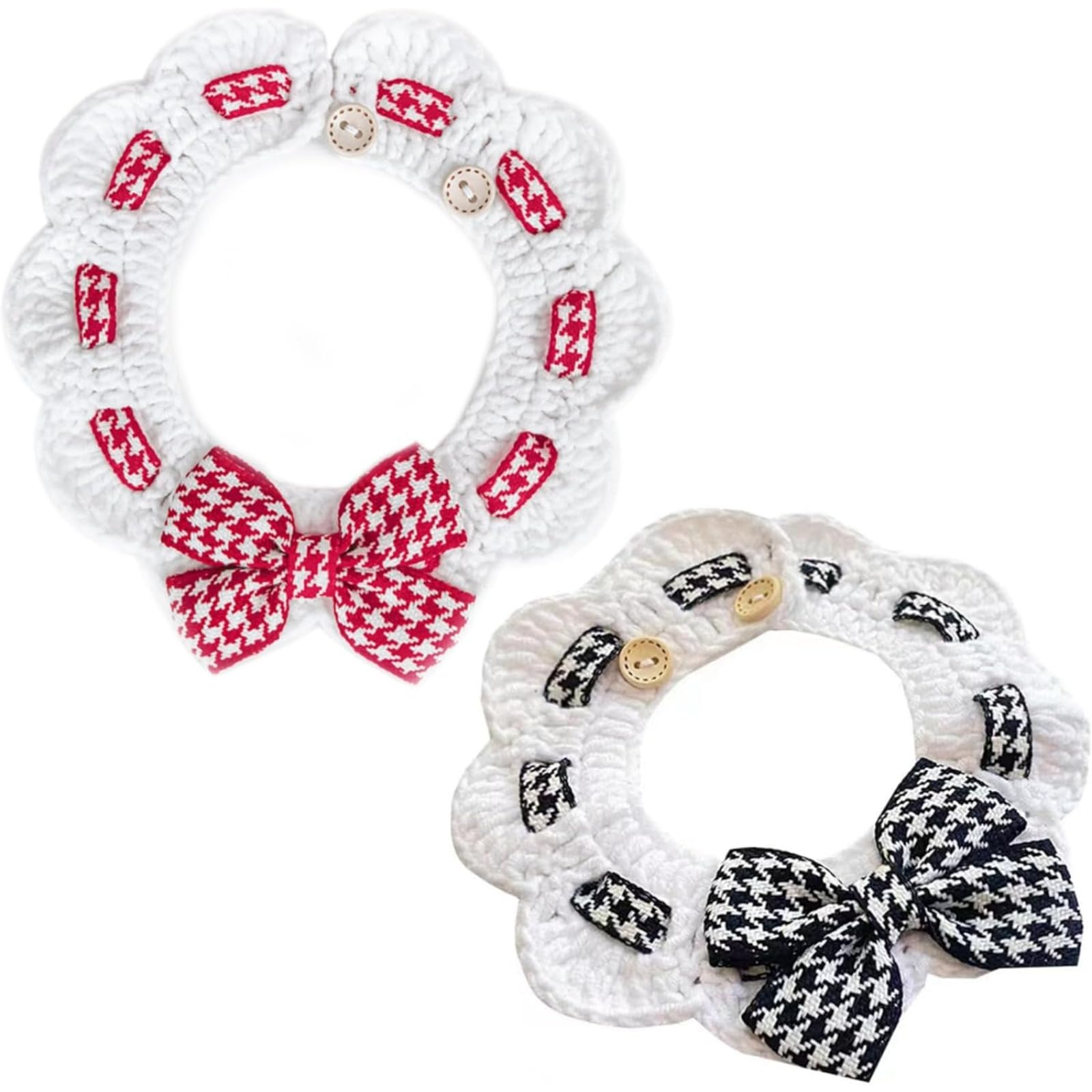2PCS Handgemachte gestrickte Katzenhalsbänder Knopfverschluss 12 14 Verstellbarer Hals Katzenhalsband Breakaway für den täglichen Gebrauch Fotos für 575kg Catsvibrant Farben Haustier