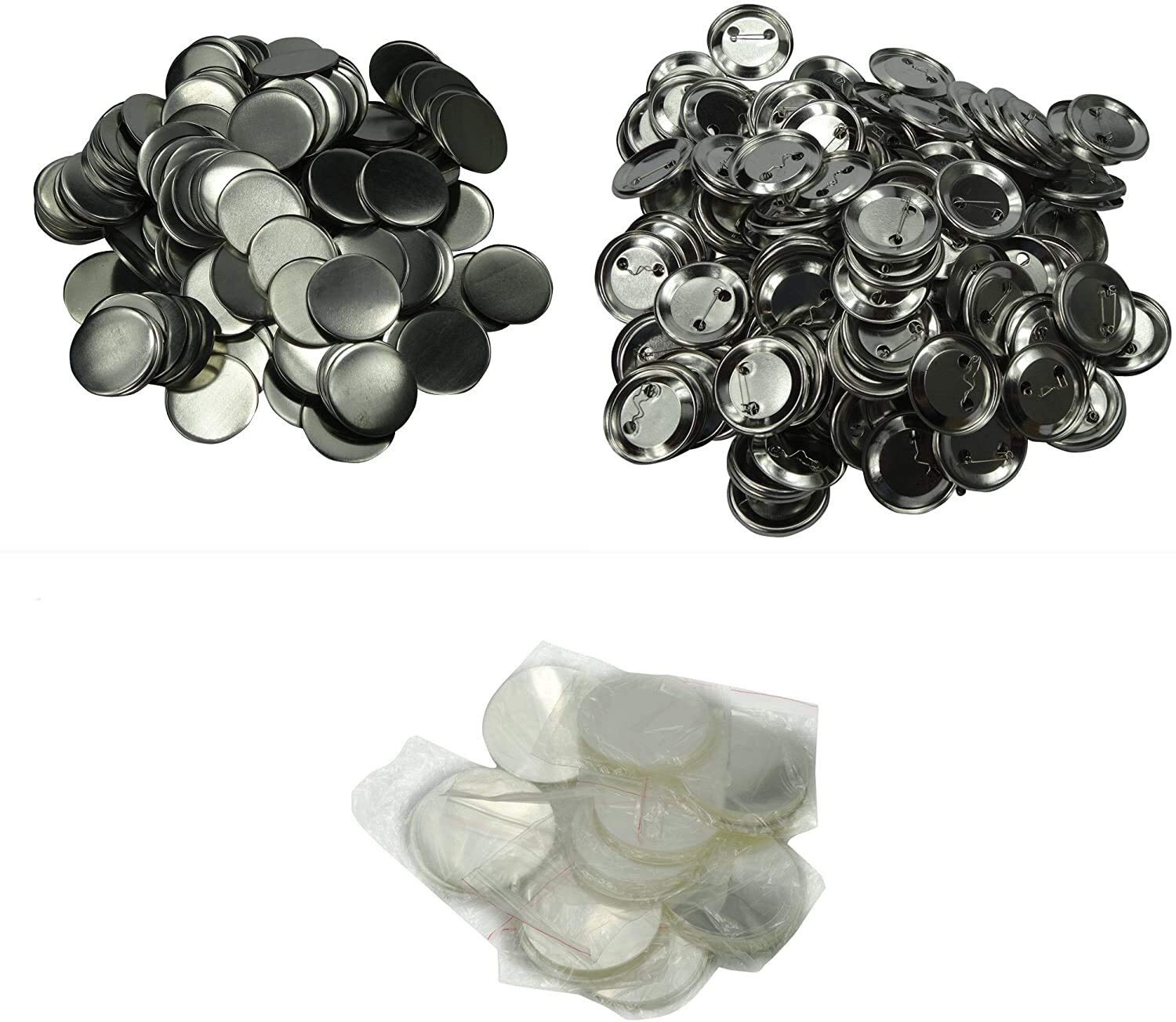 200pcs 1-1/2 pouces 37mm Haut Bas Clip Couverture Pin Blank Badge & bouton Pièces for machines Maker 1001/1002/1003/1004