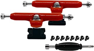 Teak Tuning Prodigy Fingerboard Trucks with Upgraded Lock Nuts, Red and Black Ladybird Colorway - 32mm Wide - Professional Shape, Appearance & Components - Includes Standard Tuning