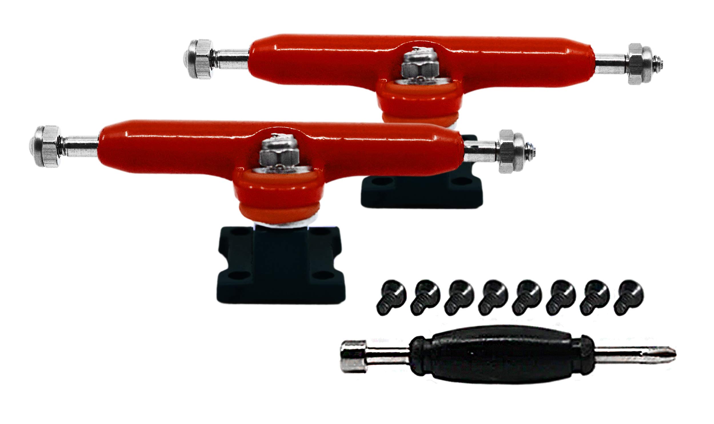 Teak TuningProdigy Fingerboard Trucks with Upgraded Lock Nuts, Red and Black Ladybird Colorway - 32mm Wide - Professional Shape, Appearance & Components - Includes Standard Tuning