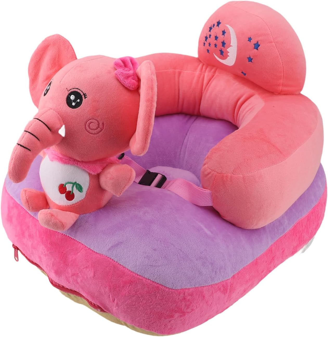 Haofy Plush Cartoon Baby Support Seat, Adjustable Angle, Stable for Children Learning to Sit at Home (Calf Elephant)