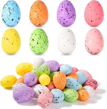 40 Pcs Foam Speckled Easter Eggs,8 Colors & 3 Sizes Foam Eggs for Easter Decorations,Pastel Easter Decor,Bowl & Vase Filler, Easter Basket and Spring Table DIY Decor for Home