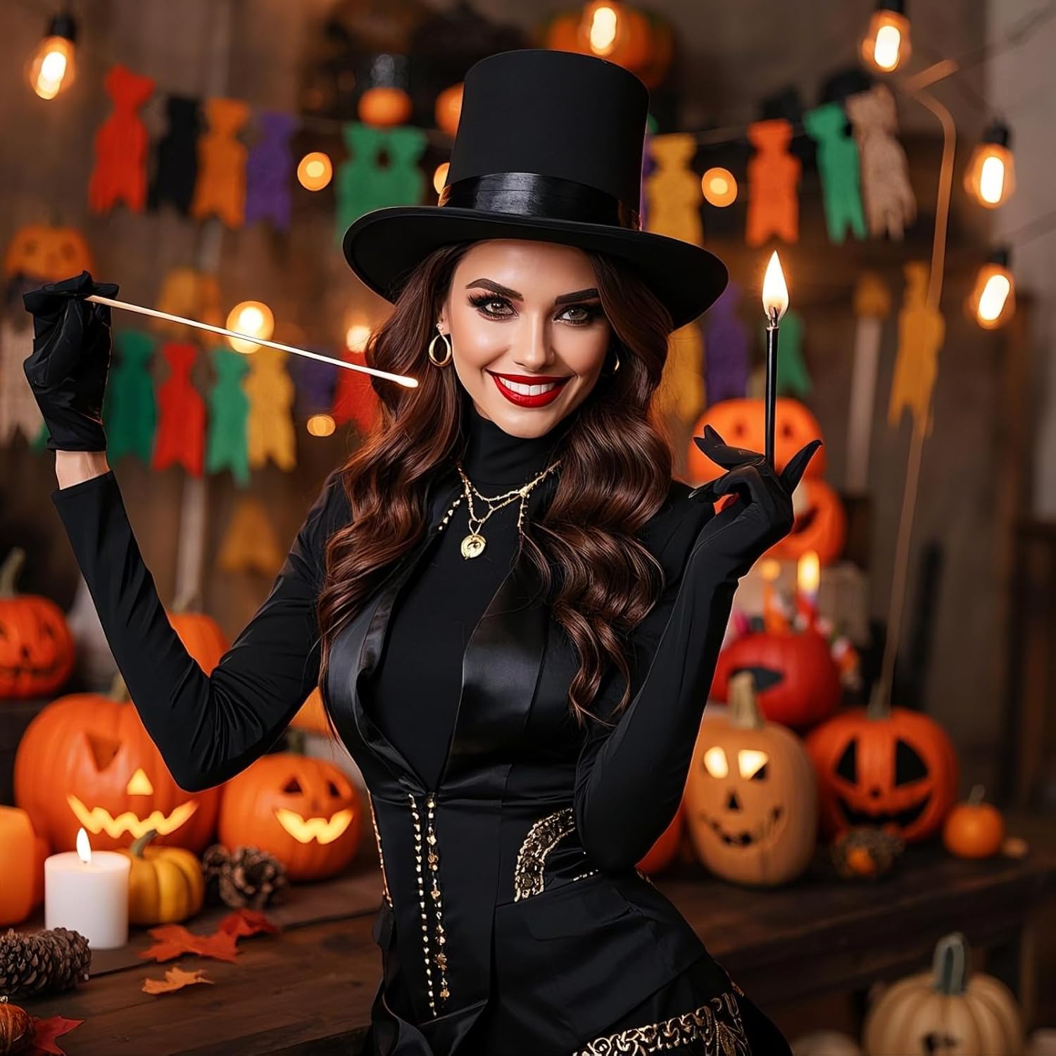 Barelove Black Top Hats Magician Victorian Dress Up Crazy Top Dance Sequence Top Hat Christmas Costume for Men Women Unisex - Image 8