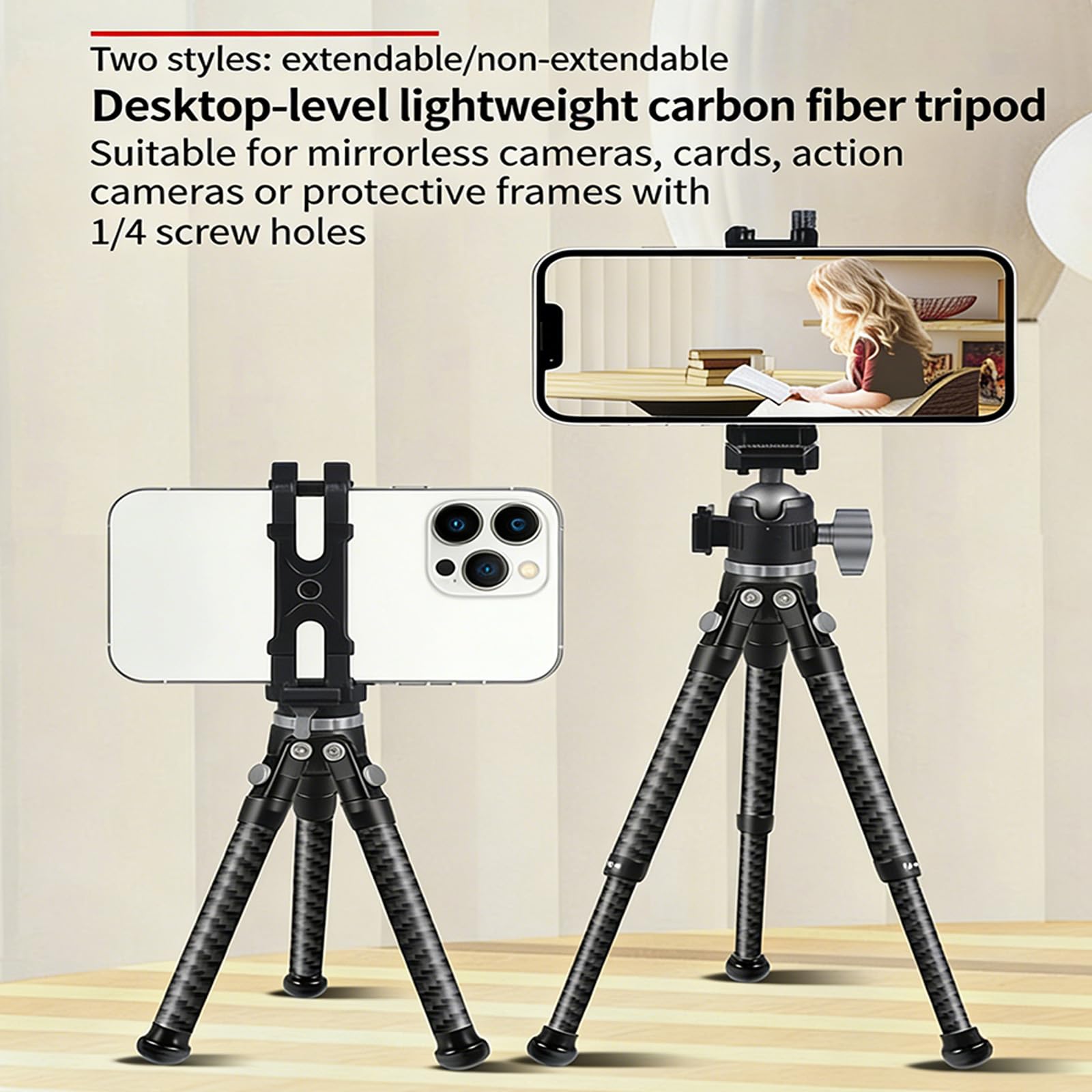 Ergonomiczny metalowy statyw do aparatu telefonu DSLR gwint 1/4 cala lekki regulowany przenośny stojak DSLR stojak