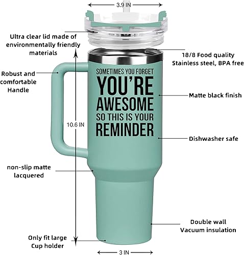 Miniatura 3 de Vaso de 40 onzas con asa, regalos de cumpleaños para mujeres, regalos inspiradores para mamá, esposa, abuela, hermanas, tía, compañeros de trabajo,