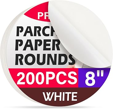 8 Inch Parchment Paper Rounds, 200Pcs Precut Baking Paper Sheets,Non-Stick Parchment Rounds for Baking Bread,Cake,Cookie and More