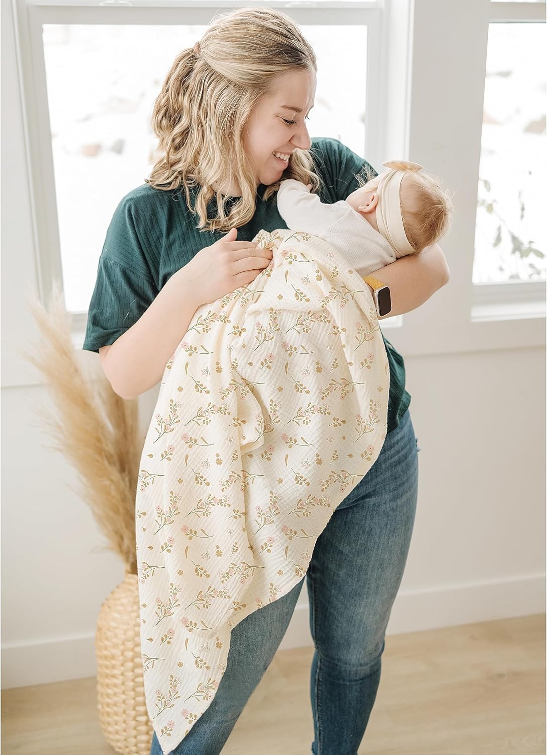 Baby Pucktuch Musselin Decke 3 Stück Große 100 x 100cm Babydecke-Baby Swaddle Decke Tücher,Weich Atmungsaktiv,Spucktücher,Puckdecke,Wickeltuch wesentliche Artikel für Babyparty (rosa)
