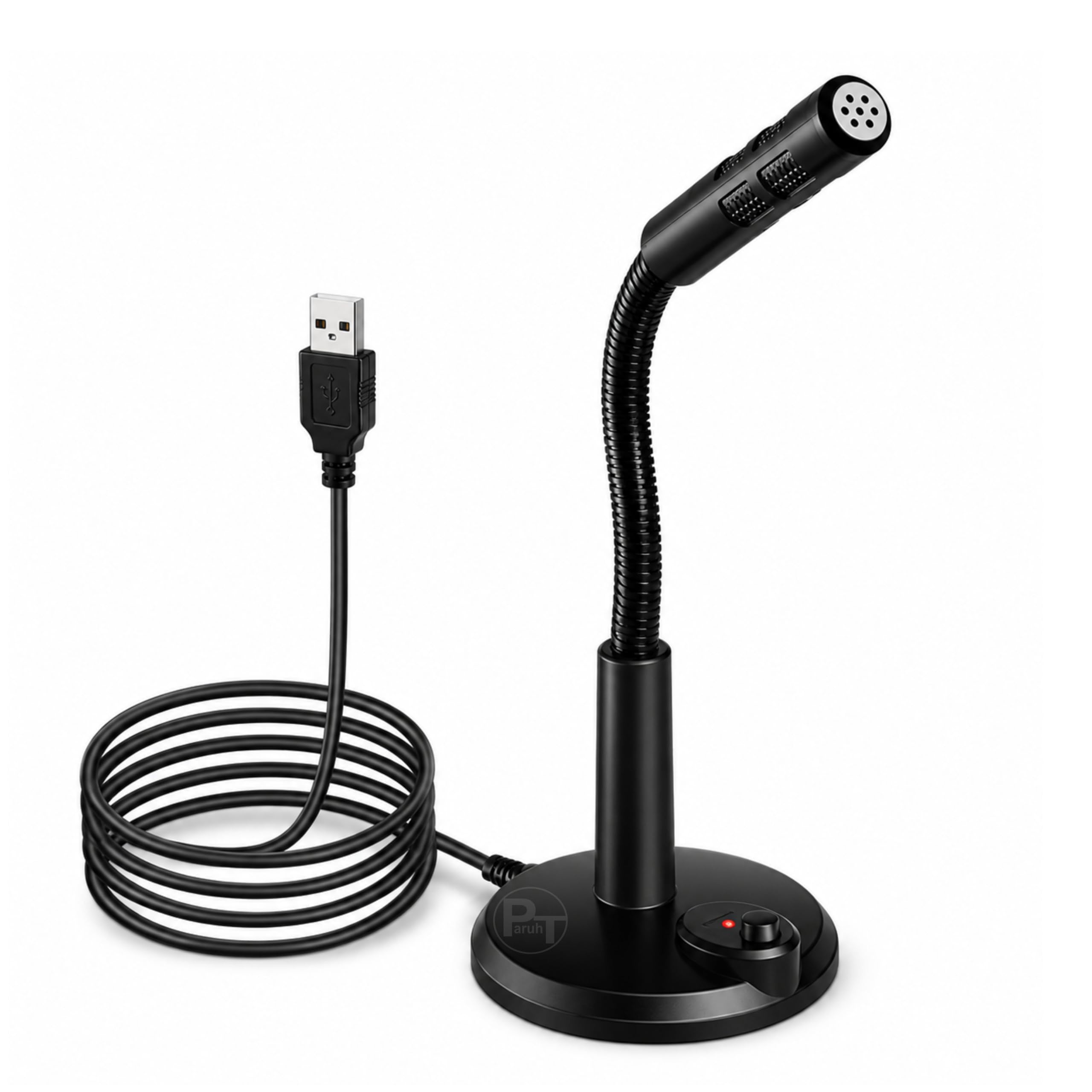 PARUHT USB Noise Cancelling Microphone for PC & Mac, 360° Adjustable Gooseneck, Omnidirectional Condenser for Laptop, Computer, Gaming, Voice Chat Online Meetings Black MIC309