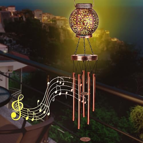 Miniatura 7 de YHmall Campanillas de viento solares para exteriores, regalos de sol de 38 pulgadas para mamá, campanillas de viento conmemorativas para mujeres,