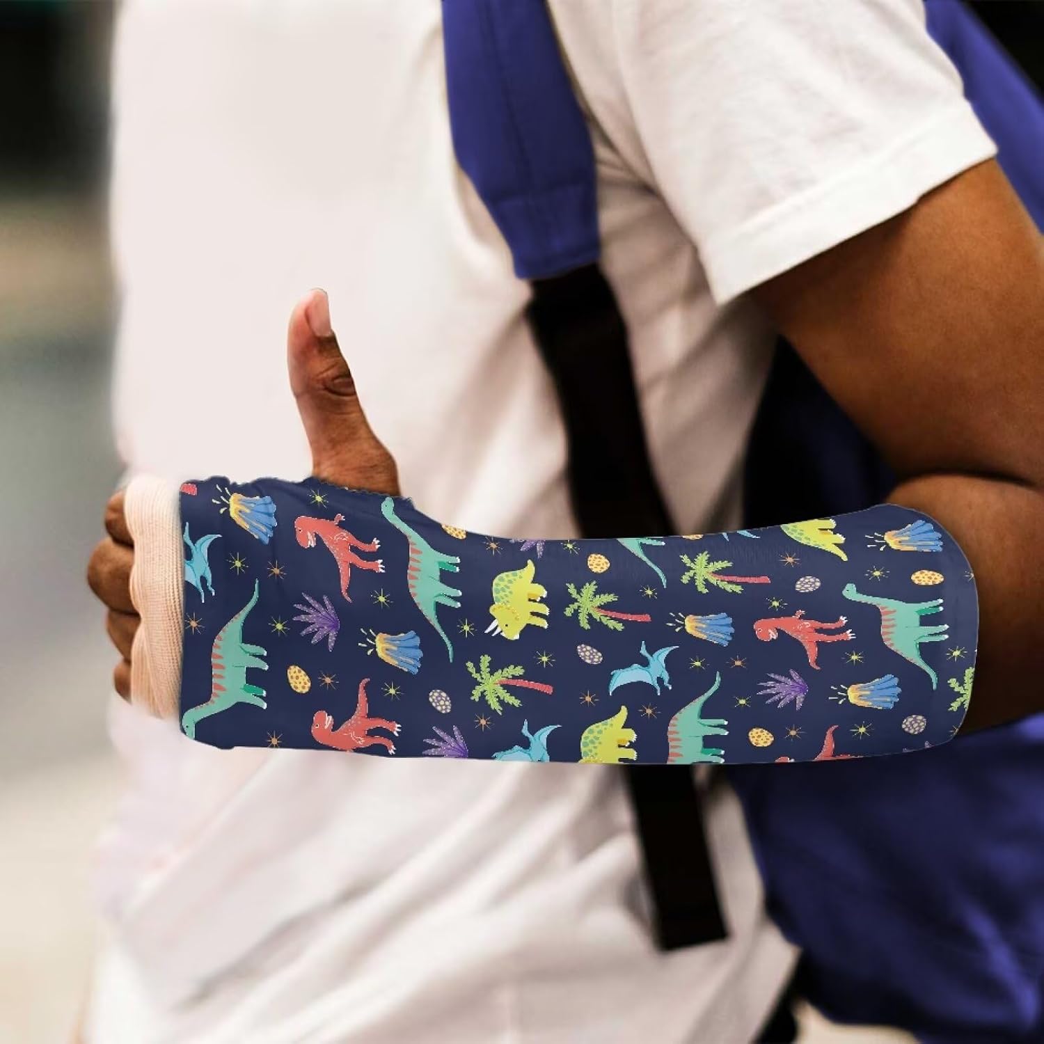 Rnyleeg Arm Cast Cover for Shower Cute Dinosaur Cast Covers for Shower Arm Washable Bath Shower Cast Wound Covers Medium 11.4'' Length x 10-13'' Circumference