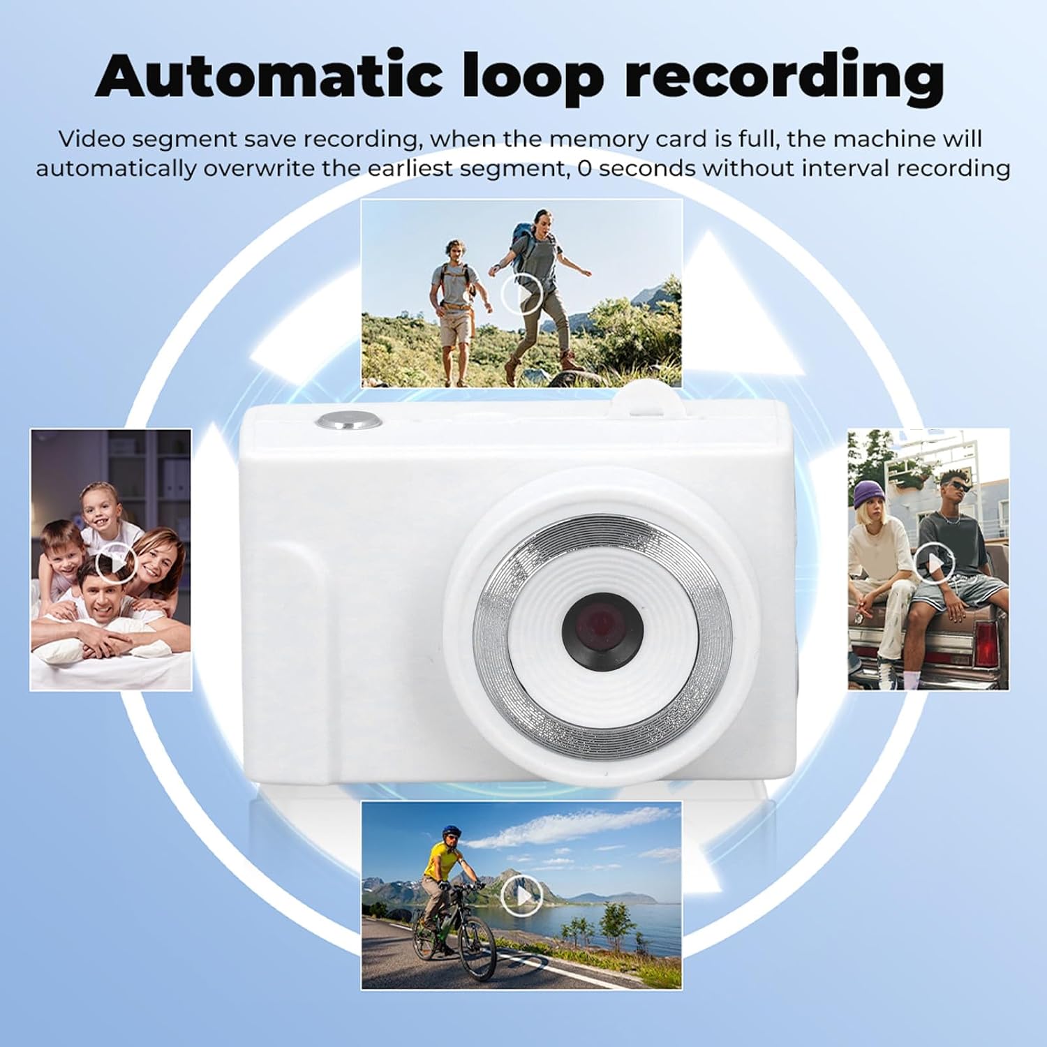 Mini Keychain Camera, 1MP 720P 4X Digital Zoom 4:3 Travel Vlog Camera with Wrist Strap, Type C Charging, 200mAh Battery, Up to 32G Small Memory Card (not Included)