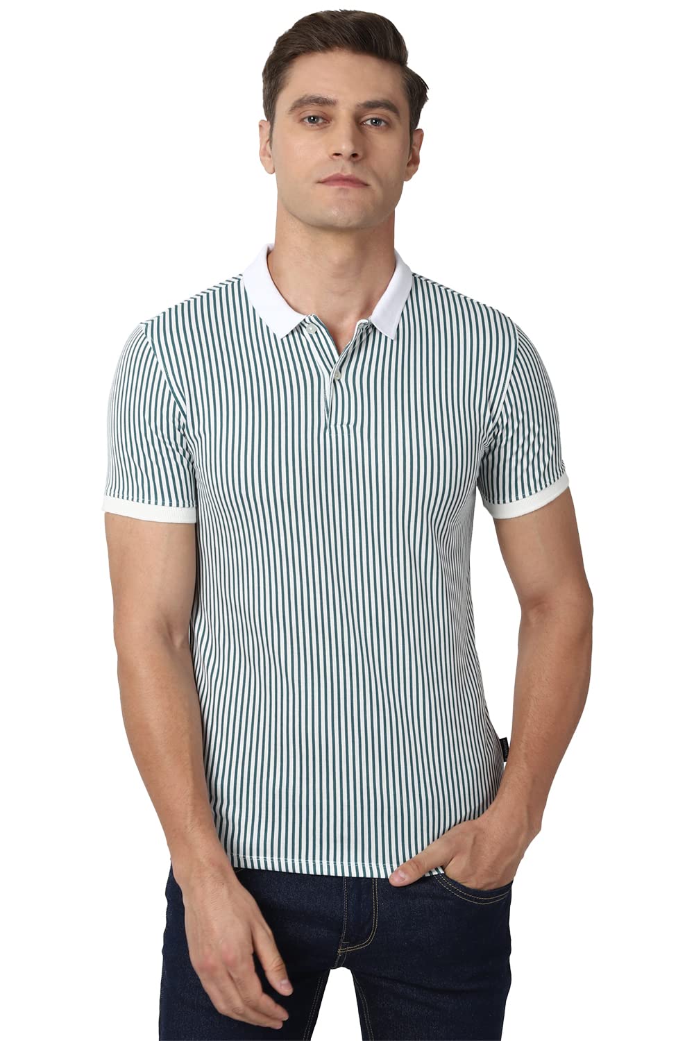 V Dot Men's Slim Polo Shirt (VDKPESLFI42108_Navy S)